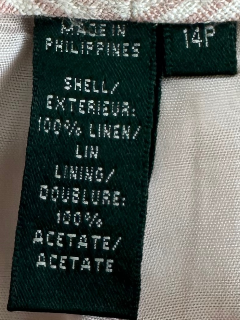 Lauren Ralph Lauren Striped Straight Leg Linen Trousers 14P Lightweight Preppy - Picture 8 of 14